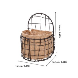 BESPORTBLE Retro Half Round Wall Hanging Basket with Linen Liner Vintage Iron Wire Planter for Flowers Vegetables and Home Decor for Kitchens and Balconies