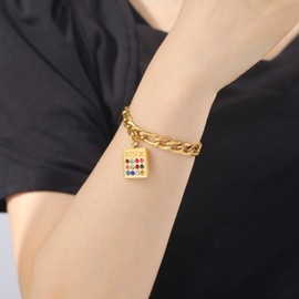 12 tribes of Israel Hebrew Inscriptions Pendant Necklace Birthstone Jewish Choker Amulet High Priest Israel Jewelry Woman (bracelet gold)