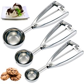 DMOPRDNB Ice Cream Scoop Stainless Steel with Trigger Thickened 304 Stainless Steel Cookie Scoop for Ice Cream Ball, Baking, Melon Ball