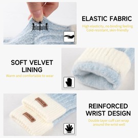 Bodvera Fingerless Gloves for Women Winter Half Finger Gloves Knitted Fingerless Mittens for Typing Driving