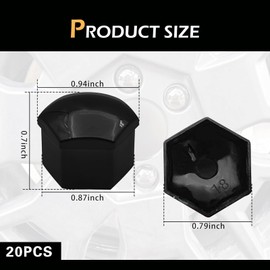 Bawkars 20 PCS Lug Nut Covers, 17mm Bolt Cover Caps with Removal Tool, Hexagonal Plastic Dustproof Wheel Nut Rim Cover, Universal for Most Cars Lug Nut Caps (Black #17mm)