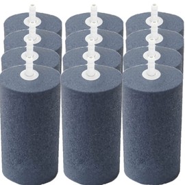 COOMATEC 12-Pack Large Air Stones, Humongous 4 x 2 Inch Round Filter for Aquarium, Hydroponics, Fish Tank, Koi Pond, Cylinder Bubble Diffuser for Pump, Growing System