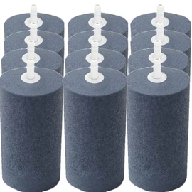 COOMATEC 12-Pack Large Air Stones, Humongous 4 x 2 Inch Round Filter for Aquarium, Hydroponics, Fish Tank, Koi Pond, Cylinder Bubble Diffuser for Pump, Growing System