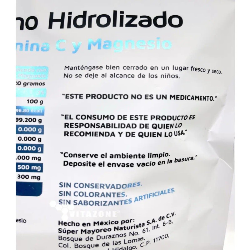 Colágeno Hidrolizado Puro Vitamina Magnesio 300 Grs Sabor