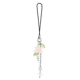 Josojoou Mobile Phone Decoration, Pink Phones Charm, Cute phone charm with lotus glass pendant for women