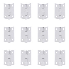 Shapenty 1.5Inch Stainless Steel Folding Butt Hinges 6 Mounting Holes Hardware Home Furniture Repair Cabinet Hinges for Wooden Cupboard Doors Windows Drawer Jewelry Box, 12PCS