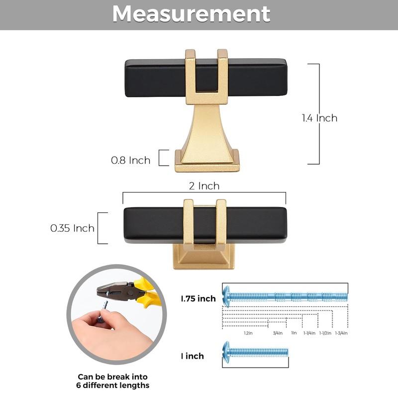 Ravinte Decor 10 Pack Cabinet Knobs Single Hole Black and