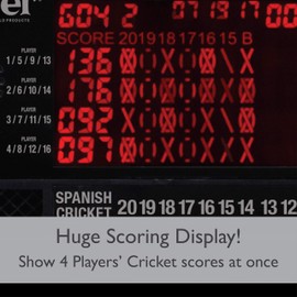 Viper by GLD Products Neptune Electronic Dartboard Cabinet Combo Pro Size Over 55 Games Large Auto-Scoring LCD Cricket Display Extended Dart Catch Area 16 Player Multiplayer with Soft Tip Darts and Power Adapter , 21.5" L x 26.5" W x 3.5" H