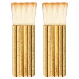 2 Pieces Hake Blender Brush Bamboo Brush for Ceramics Paint Brush Applicator Artist Drawing Brush Craft Painting Brushes for Watercolor, Wash, Ceramic and Pottery Painting (Classic Style)