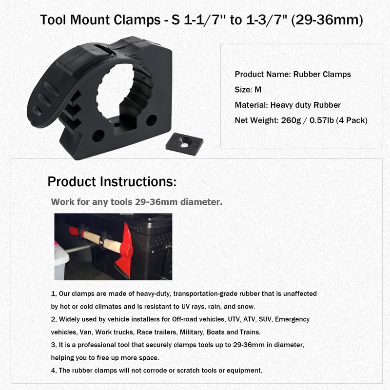 UTV ATV Shovel Holder & Tool Mount, Quick-Release Molle Panel