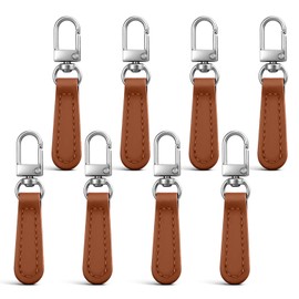 6 PCS Leather Zipper Pull, Detachable Leather Zipper Handle Replacement Portable Leathers Zippers Repair Tab Replacement for Jacket Backpacks Luggage Handbags Suitcase, Brown