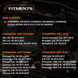 AZQOP 6Pcs 0280158233 Fuel Injectors Compatible with 2011-2017 Dodge Grand Caravan/Journey/Charger, For Jeep Wrangler/Grand Cherokee, For Chrysler 200/300 3.6L Replace OE Number 05184085AC 4 Holes