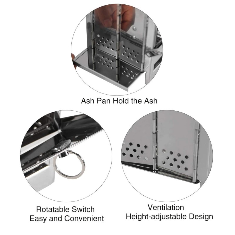 Redcamp Wood Burning Folding Camp Stove Stainless Steel Grid, Portable