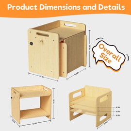 Montessori Weaning Table and Chair Set, Wooden Weaning Toddler Kids Table with Hook for Toddlers, Montessori Furniture for Reading, Snacks, Play, Learning & Activity Time Kids Toddler Desk