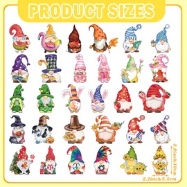 Hoteam 30 Pcs Spring Holiday Magnets Gnome Refrigerator Magnets Valentine Carnival Irish Seasonal Party Fridge Gnome Sticker for Kitchen Fridge Garage Locker Dishwasher Cover