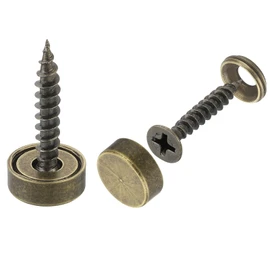 uxcell 16Pcs Brass Decorative Screws with Caps, 12 mm Mirror Screws Cover Self-Tapping Screws for Furniture Fixing, Bronze Color