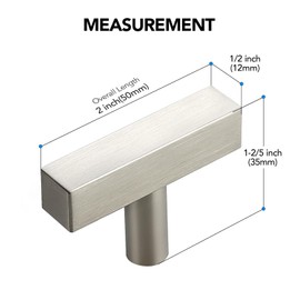 HOME EDIT 10 Pack Brushed Nickel Cabinet Knobs 2 Inch - Silver Drawer Knobs Single Hole Silver Square Bar Hardware Drawer Pulls for Kitchen Cabinets and Dressers