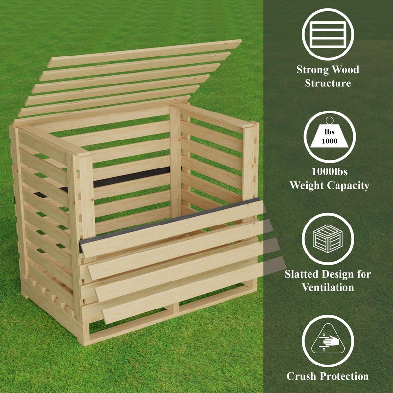 Greaton, Wooden Stackable Shipping Crate with Slatted Heavy Duty Structure,