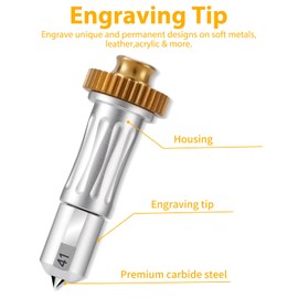 Engraving Tip + Drive Housing Compatible with Maker/Maker 3, Premium Carbide Engraving Tip, Ideal for Engraving Long Lasting Designs on Glass, Acrylic, Metal & More, Silve