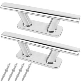 VEITHI 2 Pack Boat Cleat Stainless Steel,Dock Cleats 6 inch,Rope Cleat with Screws-Open Base Boat Cleats for Docking Boats, Canoe,Mooring,Maritime Decor