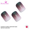 Falsche Nägel Bling Art Grun Braun Gel Ombre Französisch Squoval