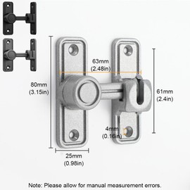 Silver Zinc Alloy Gate Latch with Screws Barn Door Lock Heavy Duty Lock Latch for Sliding Doors, Windows, Sheds, Cabins, Cabinets