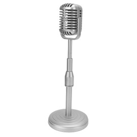 Cuifati Vintage Microphone Prop Model, Retro Fashioned Microphone with Stable Base and Support Rod for Photo Studio Photography(Silver)