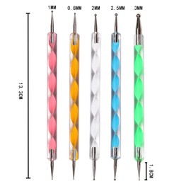 LIKENNY Double Ended Nail Art Dot Stick, Nail Brush, Nail Art Pen, Nail Dot Pen, Nail Art Tool, Dotting Pen, Manicure Tool, Decorative Tool, Nail Supplies, Set of 5