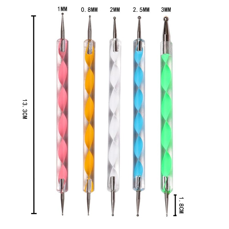 LIKENNY Double Ended Nail Art Dot Stick, Nail Brush, Nail