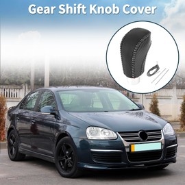 TUCKBOLD Gear Shift Knob Cover Stick Shifting Handle Protector for Volkswagen Jetta 2012-2019 Black Carbon Fiber Grey Faux Leather 1 Pc Anti-Slip Car