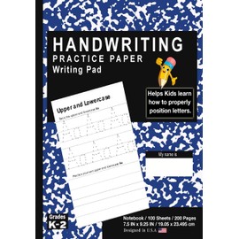 Handwriting Practice Paper Writing Pad: School Marble Blue - Kids Primary Journal Writing Tablet Notebook - For Learning Upper & Lowercase Alphabet ABC's - For Home & School [Classic]