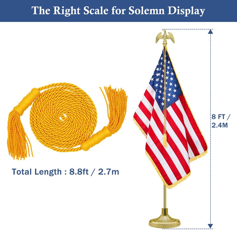 NQ Flag Gold Braided Tassel 107 Inch Length for Indoor