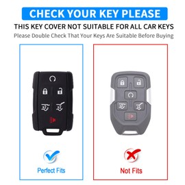 QBUC for Chevy Key Fob Cover,Soft TPU Car Key Case Protector with Leather Keychain Compatible with Chevy Silverado 1500 2500HD 3500HD Tahoe Suburban Colorado Canyon GMC Sierra Yukon smart key(White)