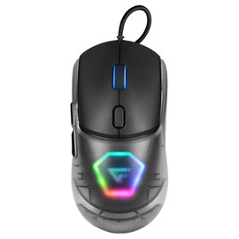 GAME FACTOR MOG530-BK Mouse Gamer, Sensor Pixart 3327, 12000 dpi, RGB, 3 Carcasas Intercambiables, Cable 1.8m, 10M Clics, Polling Rate 1000Hz, Ideal  