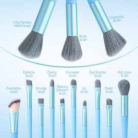 GHPKOTW 13 Stück Professionelle Pinsel Set Make Up Pudercreme Puder Foundation Lidschatten Concealer Eyeshadow Schmink Pinsel,mit Aufbewahrungstasche,blau