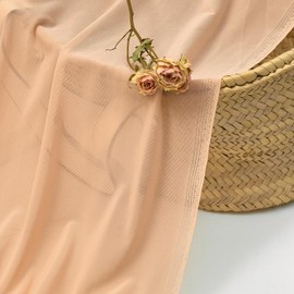 Horbaunal 4-Way Stretch Mesh Fabric by The Yard, Nude 1 Yard Nylon Power Mesh Sheer Fabric for Dancewear Activewear Sportwear Sewing, 88% Nylon & 12% Spandex, 60" Wide