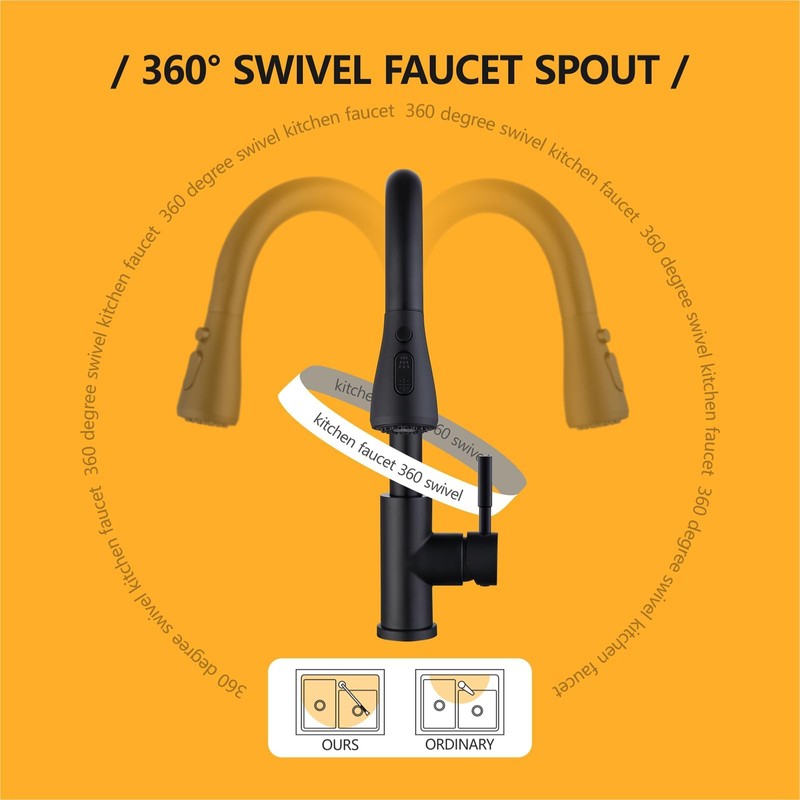 Hiqufet Black Kitchen Faucet with Pull Down Sprayer, Rv Kitchen