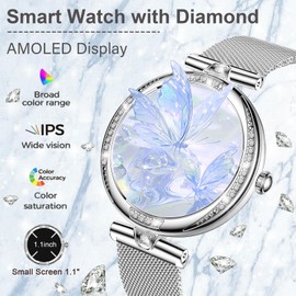 Smart Watch, 1.19" Android Smart Watches for Women, Fitness Tracker Watch with Blood Pressure/Heart Rate/Sleep Monitor, Bluetooth Smartwatch for Android/iOS Phones, Fitness Watch for Women