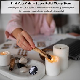 Natural Obsidian Crystal Worry Stone, 45mm Black Oval Healing Crystal Gemstones for Reiki Anxiety Relief, Pocket Stones Palm Stone for Wellness Meditation Yoga Gifts