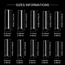 SAVITA Pack of 500 No C-Curve Nail Tips, Extra Long Clear False Nails, Tapered Square Nails, Flat XXL Nail Tips for Manicure Salons and DIY Nail Art at Home (10 Sizes)