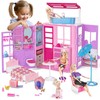 Doll House for 11.5-inch Dolls, 2-Story Foldable Dollhouse with 37