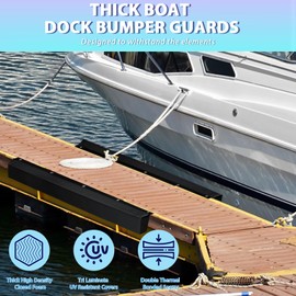 WTMORE Boat Dock Bumpers, 48" Dock Bumpers Dock Edge, Dock Fenders Bumpers, Boat Dock Bumper Guards for Dock Edge, Piling, Horizontal Deck, Vertical Poles, or Pier Fenders, Black (1 Pack)