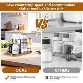 Viitech Drehbarer Serviettenhalter, 360° Drehbar Wooden Napkin Dispenser for Worktop, Serviettenhalter hHolz für Papierhandtücher und Gewürzflaschen