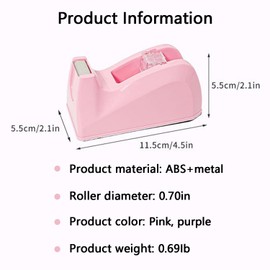 Basics Desktop Tape Dispenser, Office Desk Tape Dispenser, Heavy Duty Desk Accessories Office Tape Dispensers, Weighted Non-Skid Base,Ideal for Home, Office, School, or Business (Purple)