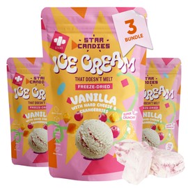 Star Candies Freeze Dried Ice Cream Hard Cheese with Cranberries | No Melting Freeze Dried Candy | Crunchy Camping Food | Premium Astronaut Ice Cream for Kids and Adults | Space and Astronaut Snack | Gift Set for Birthday or Party (7.5 oz; 3 pack)