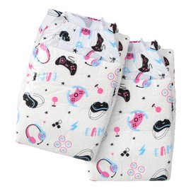 CutiePlusU Adult Diapers 2 Pieces, Incontinence Briefs with Tabs for Women and Men, Maximum Overnight Absorbency- Game Paradise (Large 37"-47")