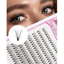 Natural Lash Clusters Wispy Eyelash Clusters Fluffy Cluster Eyelash Extensions C Curl Individual Lashes 8-14MM Mix Length Natural Look Lashes Clusters with Thin Lash Band