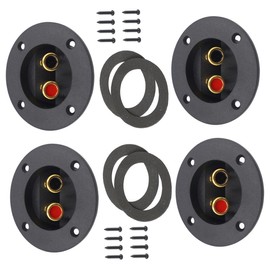 LABRIMP 4pcs Round Speaker Terminal Connectors with Quick Disconnect for Subwoofer Enclosure Black Easy to Install Compatible with Spade Connectors for Speaker Wiring