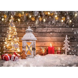 AIIKES 11-693 DG-01-QCW Red Christmas Background Photograph with Snow Background Scene for New Year Christmas for Use at Home a Party as Decoration or as a Studio Booth Accessory