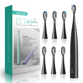 VOYOR-HEALTH Electric Toothbrush for Adults, Rechargeable Toothbrush with 6 Brush Heads, Smart Timer Sonic Electric Tooth Brush for Ultra Cleaning, Fast Charge Power Toothbrush ET110 (Black)